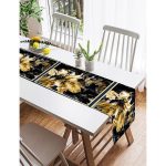 Realhomes Siyah Ve Gold Uyumu Özel Tasarım Dijital Baskılı Modern Süet Runner Realhomes