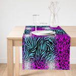 Realhomes Renkli Leopar Desenli Dijtal Baskılı Modern Süet Runner Realhomes