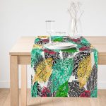 Realhomes Renkli Yapraklar Dijital Baskılı Modern Süet Runner Realhomes