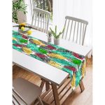 Realhomes Renkli Yapraklar Dijital Baskılı Modern Süet Runner Realhomes