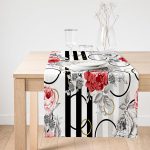 - SuetRunner-3809-Gorsel1 - Realhomes  Realhomes Beyaz Zeminde Kırmızı Çiçekler Dijital Baskılı Modern Süet Runner Realhomes