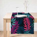 Realhomes Renkli Yapraklar Dijital Baskılı Modern Süet Runner Realhomes