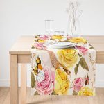 - SuetRunner-3814-Gorsel1 - Realhomes  Realhomes Beyaz Zeminde Renkli Güller Dijital Baskılı Modern Süet Runner Realhomes