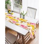 - SuetRunner-3814-Gorsel2 - Realhomes  Realhomes Beyaz Zeminde Renkli Güller Dijital Baskılı Modern Süet Runner Realhomes