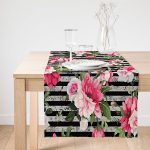 - SuetRunner-3818-Gorsel1 - Realhomes  Realhomes Çizgili Zeminde Rengarenk Çiçekler Dijital Baskılı Modern Süet Runner Realhomes