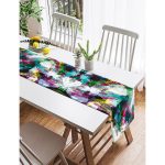 Realhomes Renkli Mozaik Motifli Dijital Baskılı Modern Süet Runner Realhomes