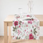 - SuetRunner-3824-Gorsel1 - Realhomes  Realhomes Beyaz Zeminde Pembe Çiçekler Dijital Baskılı Modern Süet Runner Realhomes