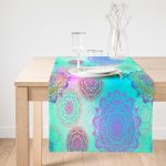 Realhomes Renkli Fraktal Motifli Dijital Baskılı Modern Süet Runner Realhomes