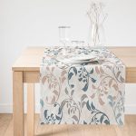 Realhomes Krem Zeminli Özel Tasarım Dijital Baskılı Modern Süet Runner Realhomes