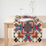 Realhomes Etnik Motifli Özel Tasarım Dijital Baskılı Modern Süet Runner Realhomes