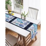 - SuetRunner-3881-Gorsel2 - Realhomes Realhomes Beyaz Zeminde Mavi Yaprak Motifli Dijital Baskılı Modern Süet Runner Realhomes