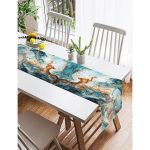 Realhomes Mavi Suluboya Desenli Dijital Baskılı Modern Süet Runner Realhomes