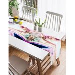 Realhomes Sulu Boya Desenli Özel Tasarım Dijital Baskılı Modern Süet Runner Realhomes