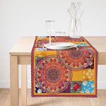 Realhomes Etnik Motifli Özel Tasarım Dijital Baskılı Modern Süet Runner Realhomes