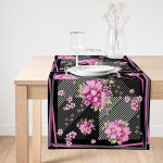 Realhomes Modern Siyah Zemin Ve Çiçeklerin Uyumu Özel Tasarım Süet Runner Realhomes