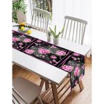 Realhomes Modern Siyah Zemin Ve Çiçeklerin Uyumu Özel Tasarım Süet Runner Realhomes