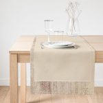 Realhomes Krem Rengi Özel Tasarım Dijital Baskılı Süet Runner Realhomes