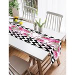 Realhomes Siyah Zigzag Zeminde Ilkbahar Çiçekleri Temalı Süet Runner Realhomes