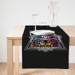 Realhomes Üçüncü Göz Motifli Özel Tasarım Dijital Baskılı Süet Runner Realhomes