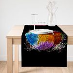 - SuetRunner-5029siyah-Gorsel1 - Realhomes Realhomes Siyah Zeminde Renkli Uzak Doğu Denge Ikonlu Dijital Baskılı Dekoratif Süet Runner Realhomes