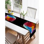 - SuetRunner-5029siyah-Gorsel2 - Realhomes Realhomes Siyah Zeminde Renkli Uzak Doğu Denge Ikonlu Dijital Baskılı Dekoratif Süet Runner Realhomes