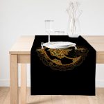 - SuetRunner-5030-Gorsel1 - Realhomes  Realhomes Siyah Zeminde Gold Hilal Içerisinde Üçüncü Göz Motifli Dijital Baskılı Süet Runner Realhomes