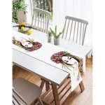 Realhomes Beyaz Zeminde Rankli Kalem Çizimli Dekoratif Modern Süet Runner Realhomes