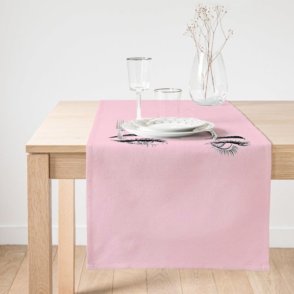 - SuetRunner-5096pembe-Gorsel1 - Realhomes  Realhomes Mavi Zeminde Beyaz Ortanca Çiçeği Baskılı Süet Runner Realhomes