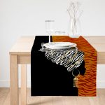 Realhomes Siyah Ve Karamel Zeminde Zenci Kadın Dijital Baskılı Süet Runner Realhomes