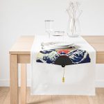 Realhomes Yelpazali Japan Kadın Motifli Dekoratif Süet Runner Realhomes