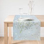 - SuetRunner-5113-Gorsel1 - Realhomes  Realhomes Mavi Zeminde Beyaz Ortanca Çiçeği Baskılı Süet Runner Realhomes