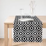 Realhomes Özel Tasarım Siyah Ikat Desenli Dijital Baskılı Süet Runner Realhomes