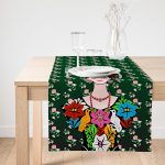 - SuetRunner-5212-Gorsel1 - Realhomes  Realhomes Yeşil Zeminde Frida Kahlo Motifli Özel Tasarım Süet Runner Realhomes