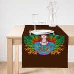 Realhomes Kahverengi Zeminde Özel Tasarım Frida Kahlo Baskılı Süet Runner Realhomes