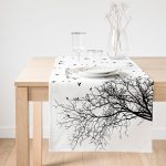 - SuetRunner-5227-Gorsel1 - Realhomes  Realhomes Ağaç Dalı Kuş Tasarımlı Dijital Baskılı Süet Runner Realhomes