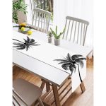 Realhomes Beyaz Zeminde Siyah Palmiye Desenli Özel Tasarım Süet Runner Realhomes