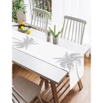 Realhomes Beyaz Zeminde Gri Palmiye Desenli Modern Süet Runner Realhomes