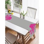 - SuetRunner-5230fusya-Gorsel2 - Realhomes  Realhomes Gri Zeminde Dekoratif Fuşya Ağaç Tasarımlı Süet Runner Realhomes