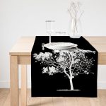 - SuetRunner-5230siyah-Gorsel1 - Realhomes Realhomes Siyah Beyaz Ağaç Tasarımlı Dijital Baskılı Süet Runner Realhomes