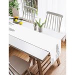 Realhomes Beyaz Zeminde Gri Ağaç Tasarımlı Dekoratif Süet Runner Realhomes