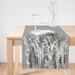 - SuetRunner-5233gri-Gorsel1 - Realhomes  Realhomes Gri Zeminde Fuşya Ve Beyaz Çiçek Tasarımlı Süet Runner Realhomes