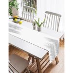 Realhomes Beyaz Zeminde Gri Palmiye Yaprakları Özel Tasarım Süet Runner Realhomes