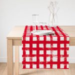 - SuetRunner-5236kirmizi-Gorsel1 - Realhomes  Realhomes Kırmızı Zeminde Geometrik Kare Motifli Dekoratif Süet Runner Realhomes