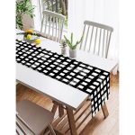 - SuetRunner-5236siyah-Gorsel2 - Realhomes  Realhomes Siyah Zeminde Geometrik Kare Motifli Dekoratif Süet Runner Realhomes