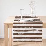 Realhomes Kahve Çizgili Motifli Dekoratif Modern Süet Runner Realhomes