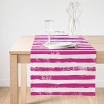 Realhomes Mor Çizgili Motifli Dekoratif Modern Süet Runner Realhomes