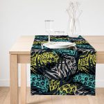 - SuetRunner-5246-Gorsel1 - Realhomes Realhomes Siyah Zeminde Renkli Yaprak Motifli Özel Tasarım Süet Runner Realhomes