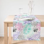 Realhomes Beyaz Zemin Üzerinde Sulu Boya Renkli Yaprak Çizimli Modern Süet Runner Realhomes