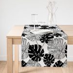 - SuetRunner-5289-Gorsel1 - Realhomes  Realhomes Siyah Ve Beyaz Yaprak Motifli Dekoratif Süet Runner Realhomes