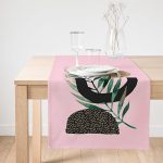 - SuetRunner-5308pembe-Gorsel1 - Realhomes  Realhomes Pembe Zemin Üzerinde Soyut Yaprak Çizimli Dekoratif Süet Runner Realhomes